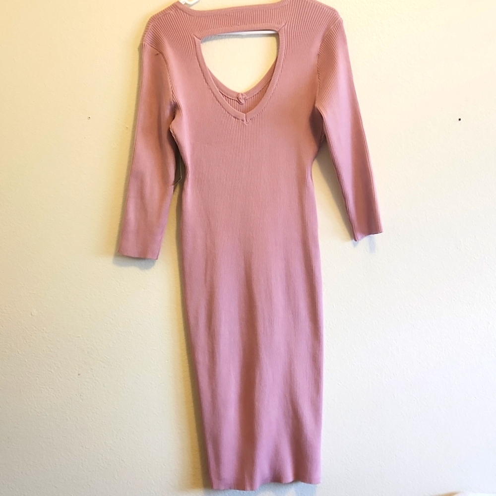 NWT Pink Ribbed Barbiecore Bodycon Midi Size XL Juniors/Women's Large 12-14 - Picture 7 of 16